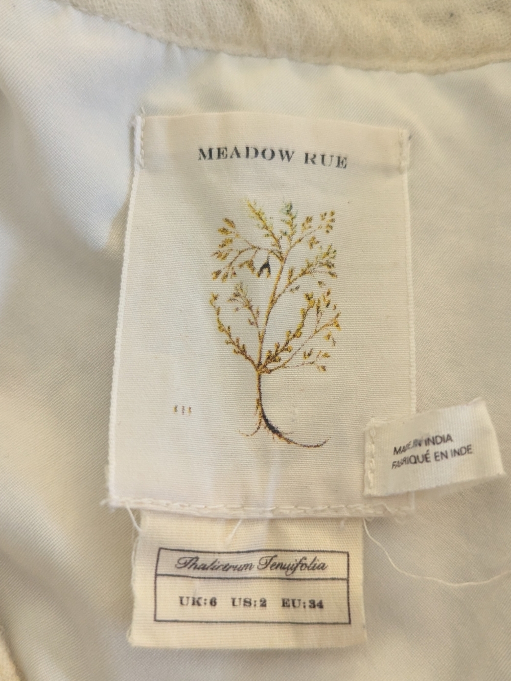 Meadow Rue Cream Embroidered Button-Front Dress - Picture 10 of 12